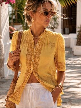 Alix of Bohemia Cotton Made in India Boho Blouse Size Large EUC $390